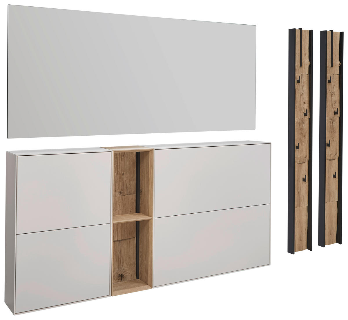 GARDEROBE 256/174/20 cm  - Weiss/Eichefarben, Design, Glas/Holz (256/174/20cm) - Johann Jakob