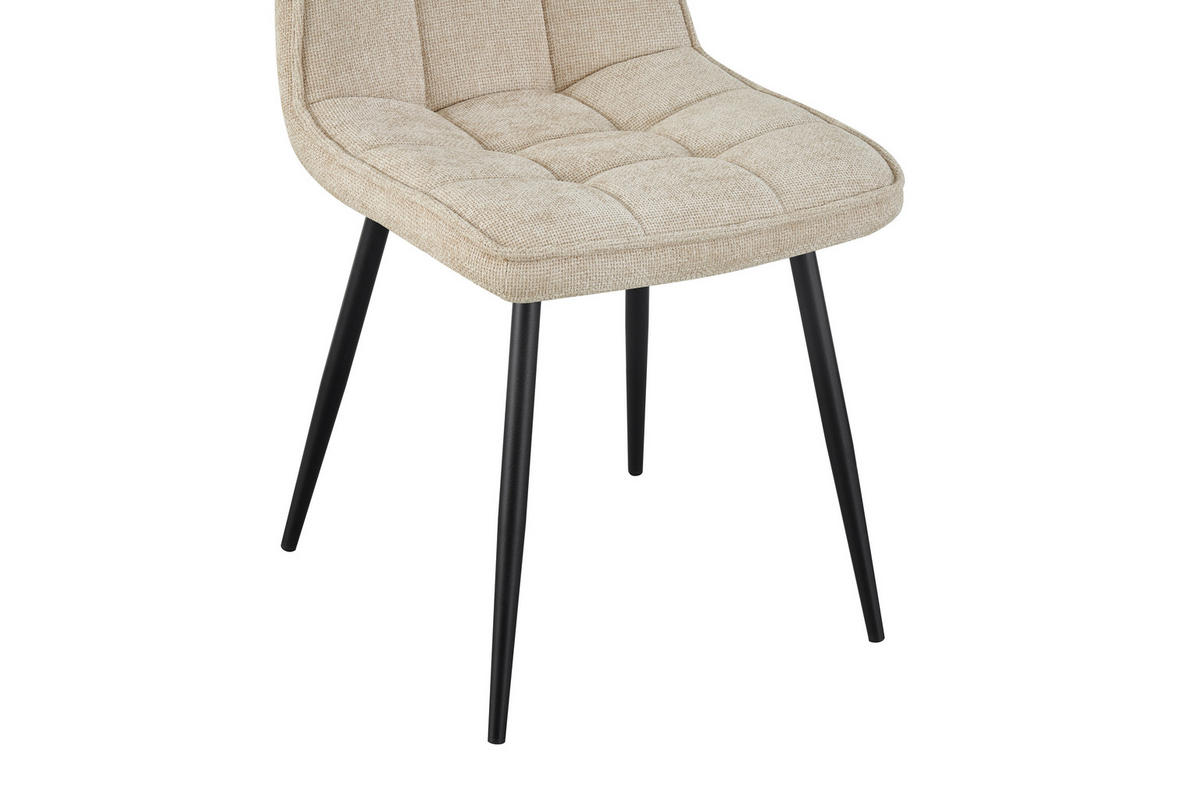 STUHL  in Eisen Leinenoptik Holz, Metall, Textil  - Beige/Schwarz, KONVENTIONELL, Holz/Textil (45/89/58cm) - MID.YOU