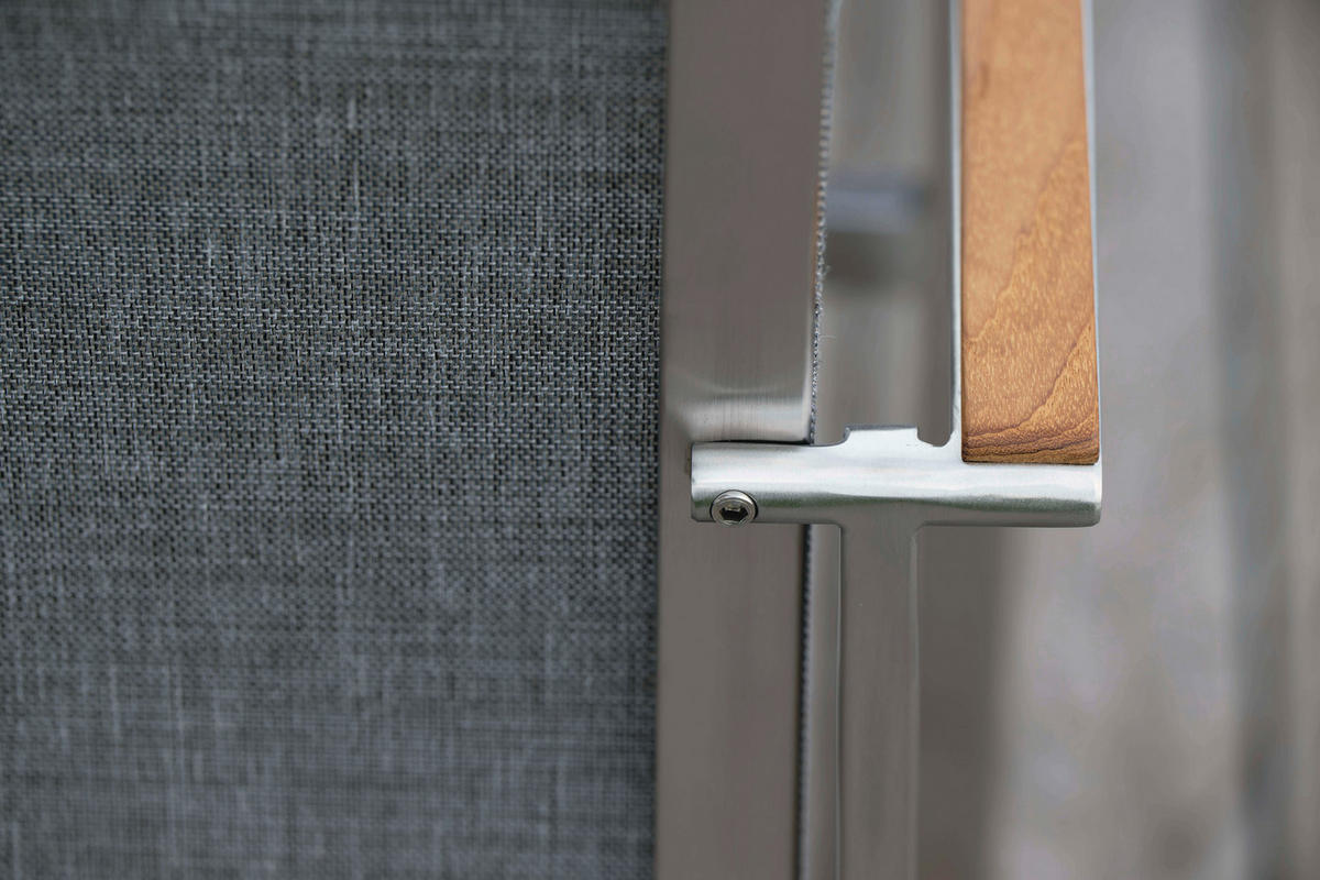 STAPELSESSEL in Holz, Metall, Textil Edelstahlfarben, Hellgrau, Teakfarben  - Edelstahlfarben/Hellgrau, Basics, Holz/Textil (56/110/67cm) - Stern