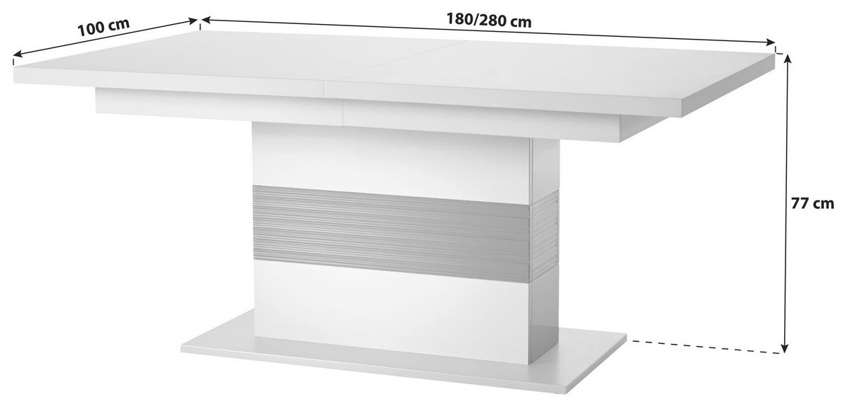 MATBORD i trämaterial 180/100/77 cm   - vit/silver, Design, trämaterial (180/100/77cm) - Livetastic
