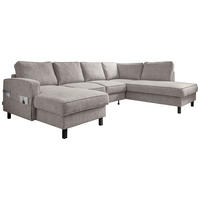 WOHNLANDSCHAFT in Struktur Grauweiss  - Schwarz/Grauweiss, Holz/Textil (148/298/198cm) - MID.YOU