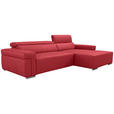 ECKSOFA DUA in Echtleder Rot  293/170 cm  - Chromfarben/Rot, Design, Leder/Metall (293/170cm) - Novel