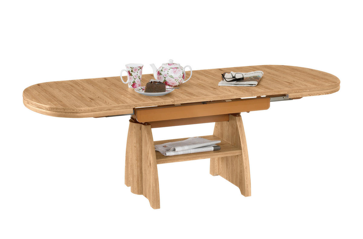 COUCHTISCH in Metall, Holzwerkstoff 125-165,5/71/56-75 cm  - Wildeiche/Eiche Bianco, Konventionell, Holzwerkstoff/Metall (125-165,5/71/56-75cm) - Venda