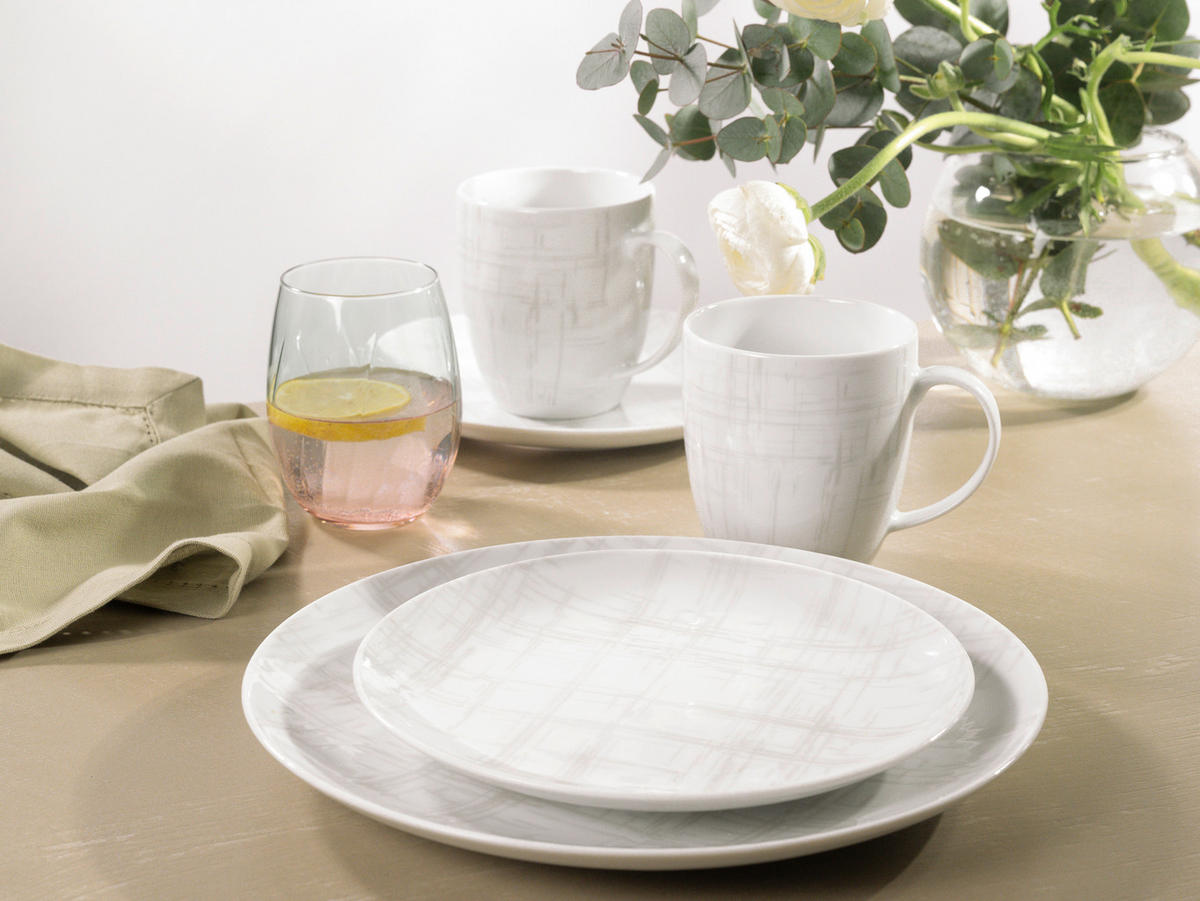 KOMBINOVANÝ SERVIS, 16-dielne, porcelán - viacfarebná/biela, Basics, keramika - Creatable