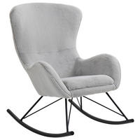 SCHAUKELSESSEL in Plüsch Grau, Schwarz  - Schwarz/Grau, Trend, Textil/Metall (69/103/97cm) - Carryhome