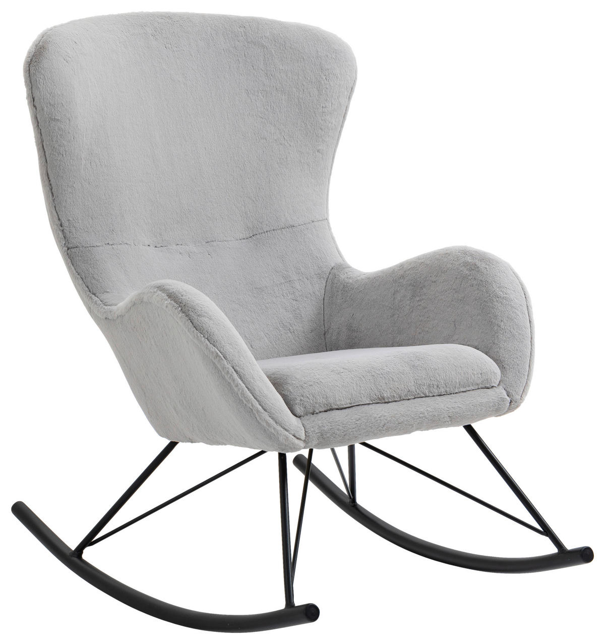 SCHAUKELSESSEL in Plüsch Grau, Schwarz  - Schwarz/Grau, Trend, Textil/Metall (69/103/97cm) - Carryhome