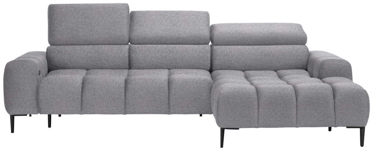 ECKSOFA in Webstoff Grau  - Schwarz/Grau, Design, Textil/Metall (270/177cm) - Welnova