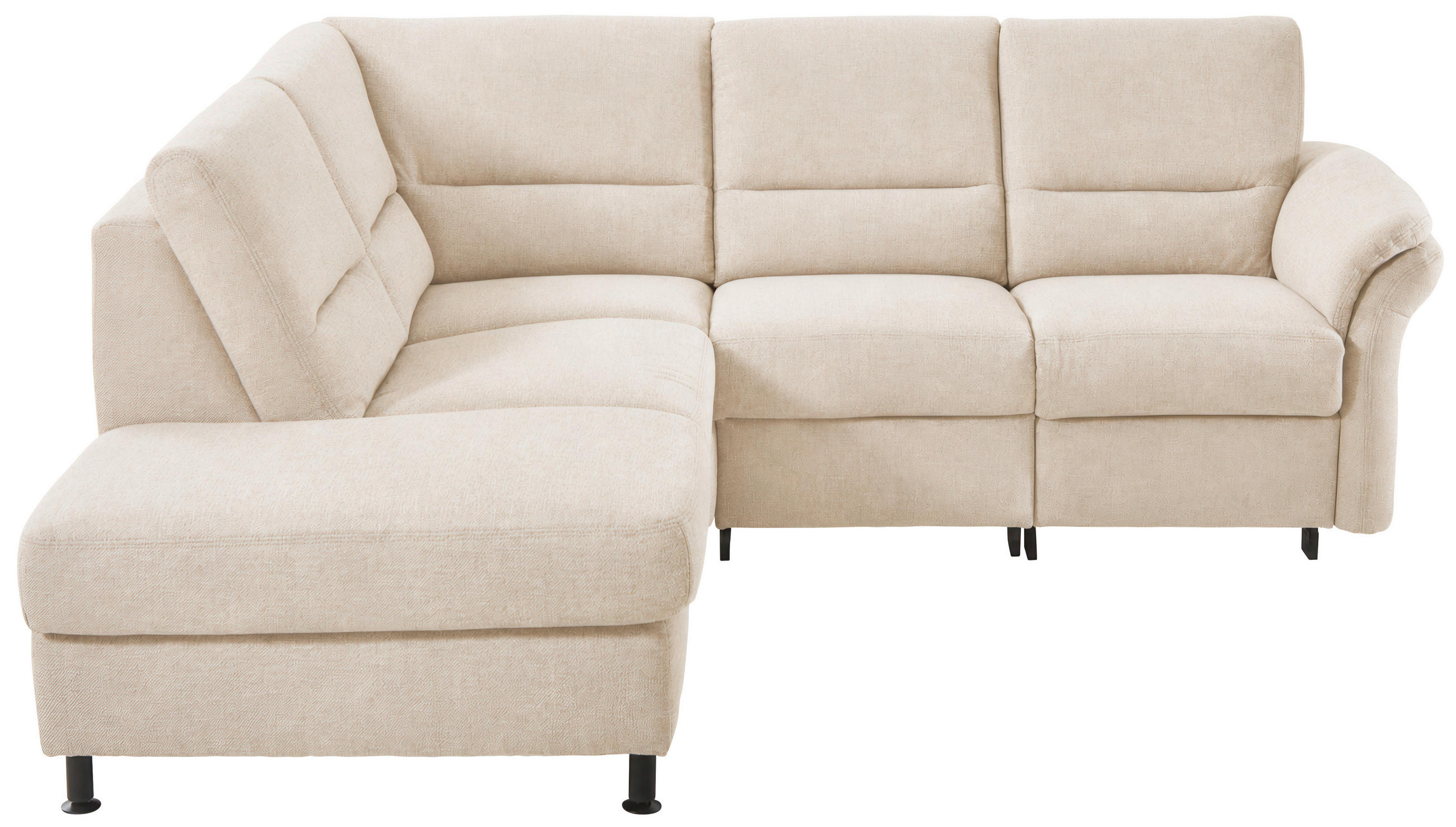 ECKSOFA Creme Chenille Rücken echt  - Creme/Schwarz, Design, Textil/Metall (203/227cm) - Beldomo System