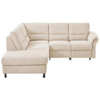 ECKSOFA Creme Chenille Rücken echt  - Creme/Schwarz, Design, Textil/Metall (203/227cm) - Beldomo System