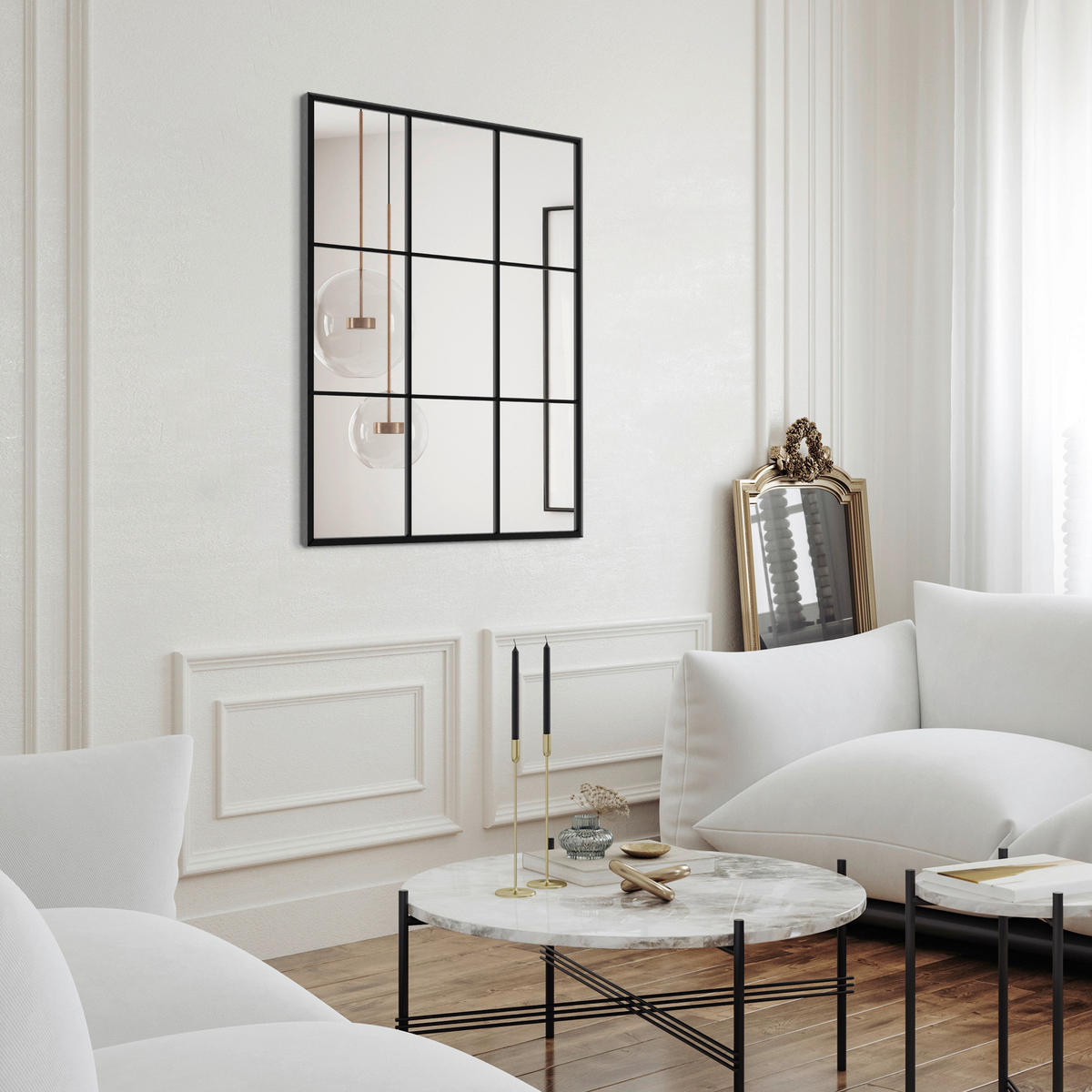 DEKOSPIEGEL  69/95 cm   in rechteckig  - Schwarz, Basics, Glas/Holz (69/95cm)