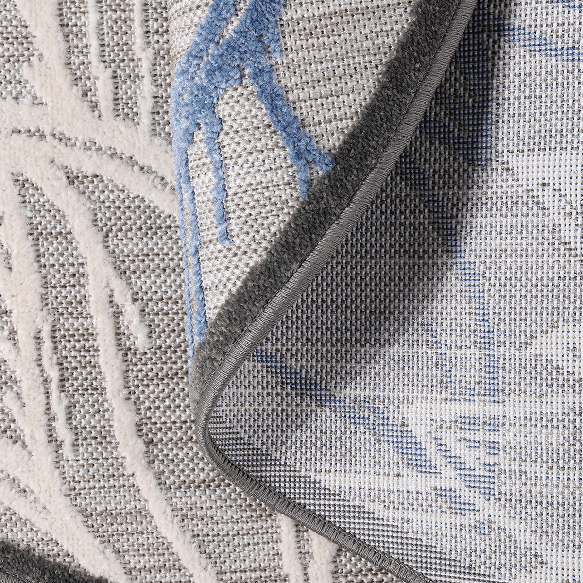 TEPIH ZA UNUTAR./VANJ. UPORAB  120 cm  plava, siva, bijela  Floral  - bijela/siva, Lifestyle, tekstil/plastika (120cm)