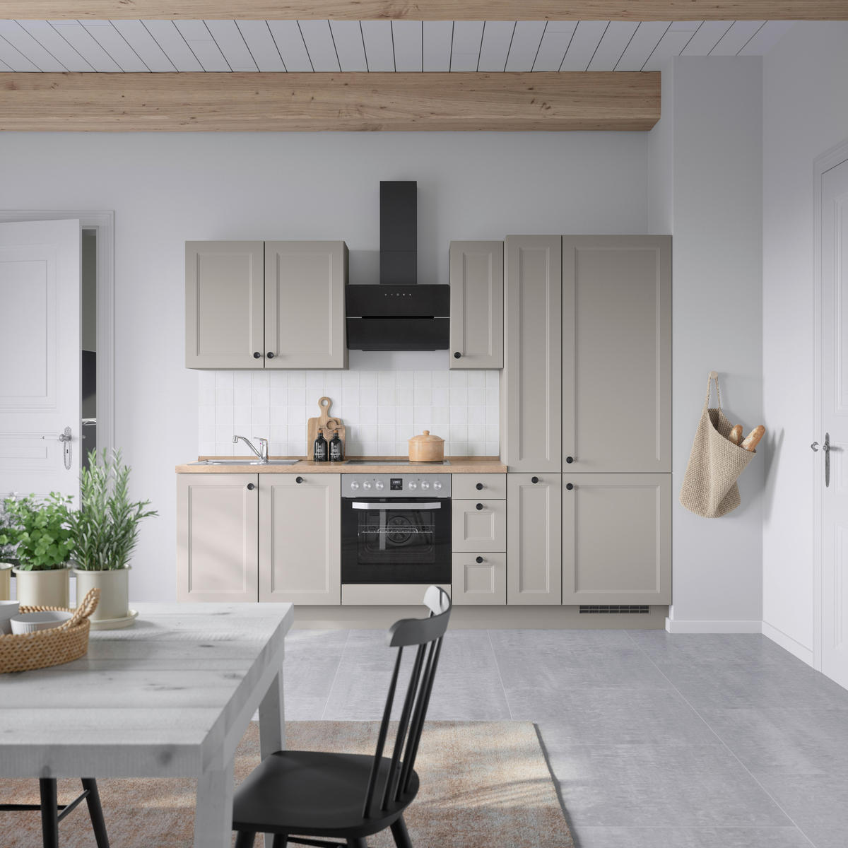 KÜCHENLEERBLOCK 270 cm   in Grau, Eiche dunkel  - Eiche dunkel/Schwarz, MODERN, Holzwerkstoff/Metall (270cm) - Nobilia