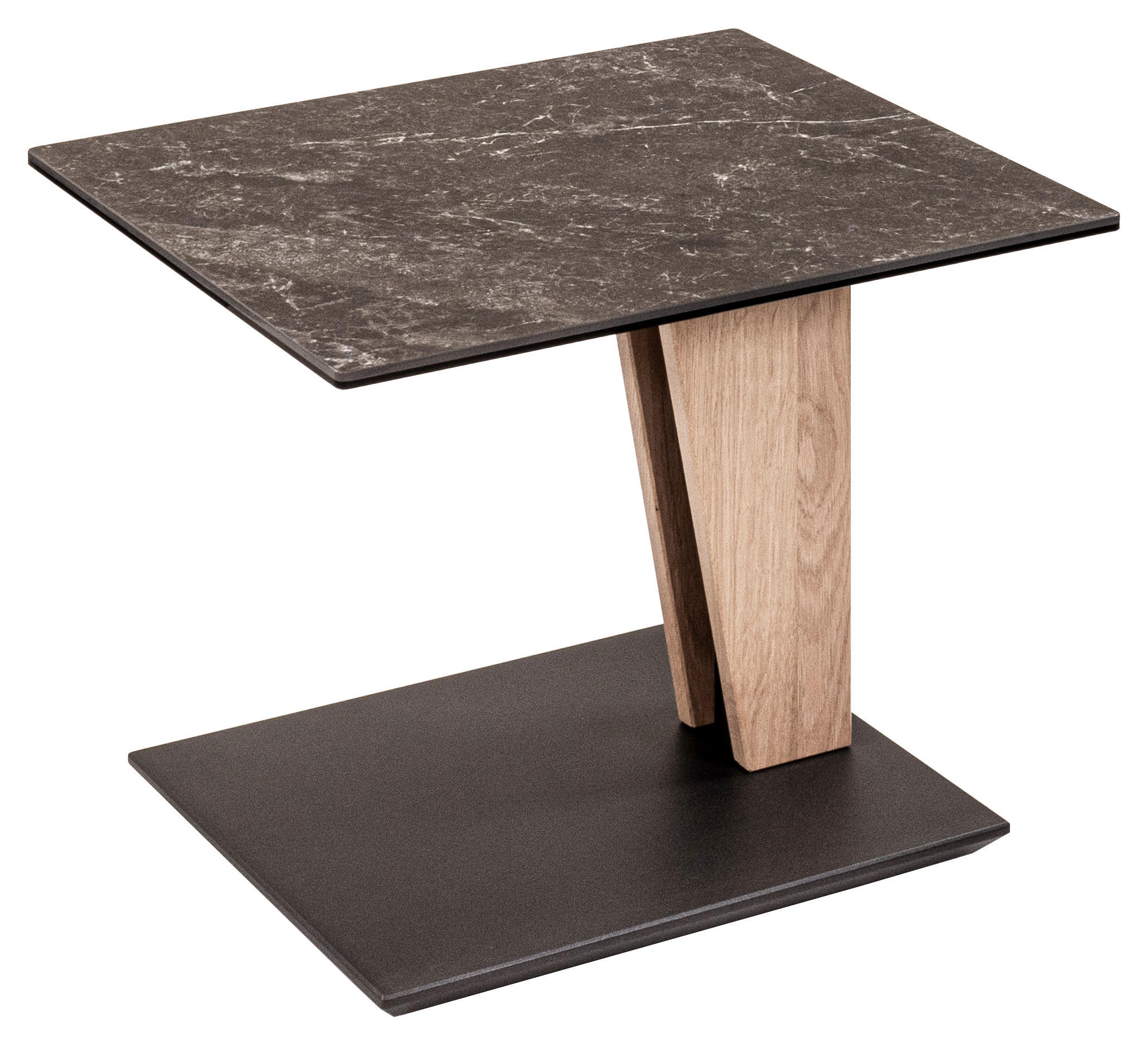 BEISTELLTISCH 55/47/47-65 cm Asteiche vollmassiv Anthrazit, Grau, Wildeiche rechteckig  - Wildeiche/Anthrazit, MODERN, Keramik/Holz (55/47/47-65cm)
