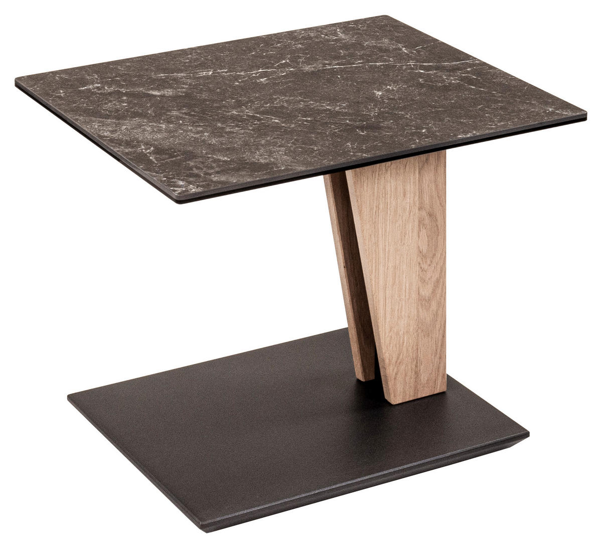 BEISTELLTISCH 55/47/47-65 cm Asteiche vollmassiv Anthrazit, Grau, Wildeiche rechteckig  - Wildeiche/Anthrazit, MODERN, Keramik/Holz (55/47/47-65cm)