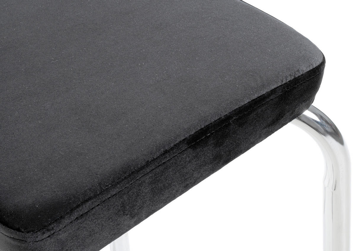 STAPELHOCKER in Metall, Textil Schwarz, Chromfarben  - Chromfarben/Schwarz, KONVENTIONELL, Textil/Metall (36/49/36cm)