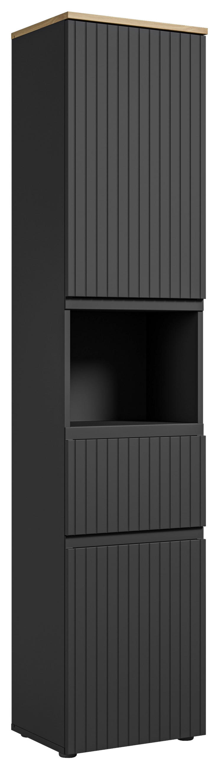 Mid.you Hochschrank Schwarz, Eiche 40x181x31 cm