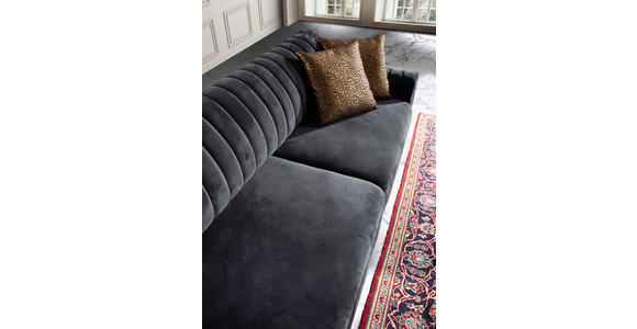 BIGSOFA in Samt Schwarz  - Goldfarben/Schwarz, Trend, Textil/Metall (235/90/100cm) - Carryhome