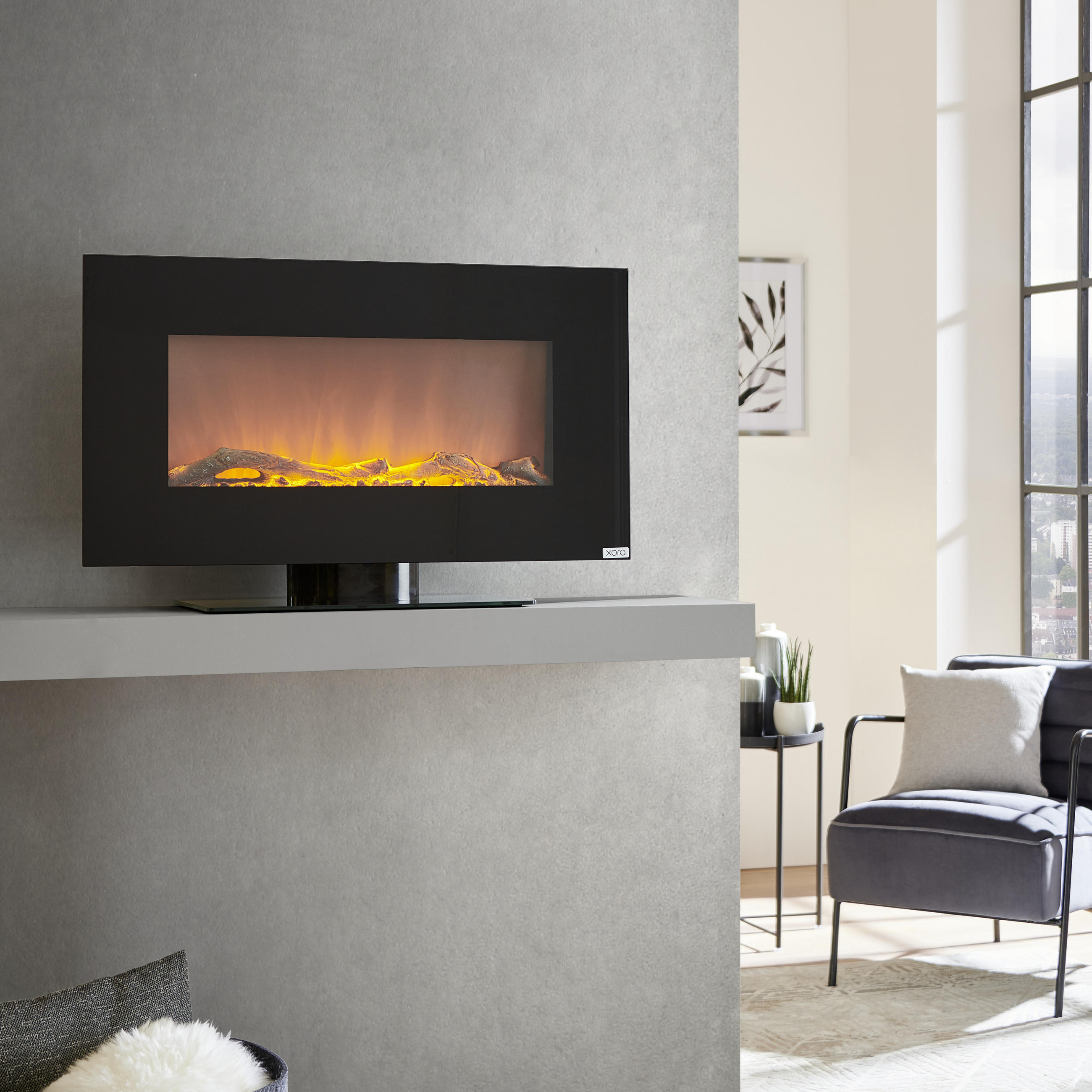 ELEKTRIČNI KAMIN - črna, Moderno, kovina/umetna masa (84/45/14cm) - Xora