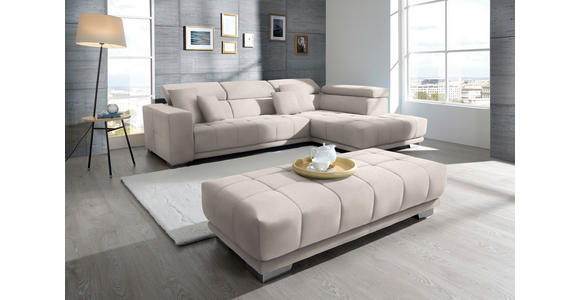 ECKSOFA in Mikrofaser Ecru  - Chromfarben/Ecru, Design, Textil/Metall (301/207cm) - Xora