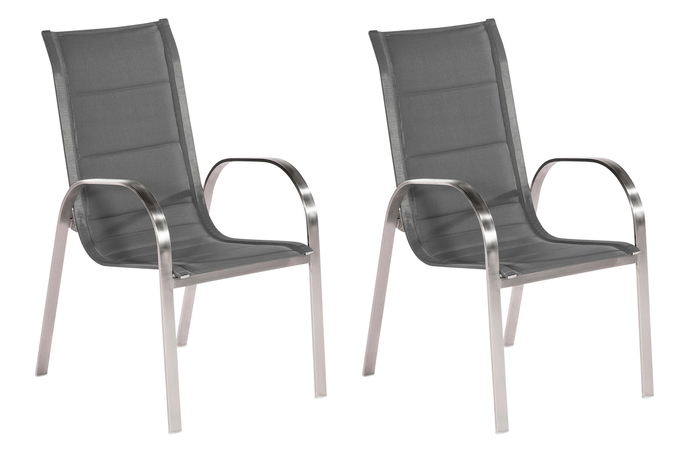 GARTENSTUHL-SET Stahl Grau, Silberfarben  - Silberfarben/Grau, KONVENTIONELL, Textil/Metall (56/103/75cm) - Gardenson