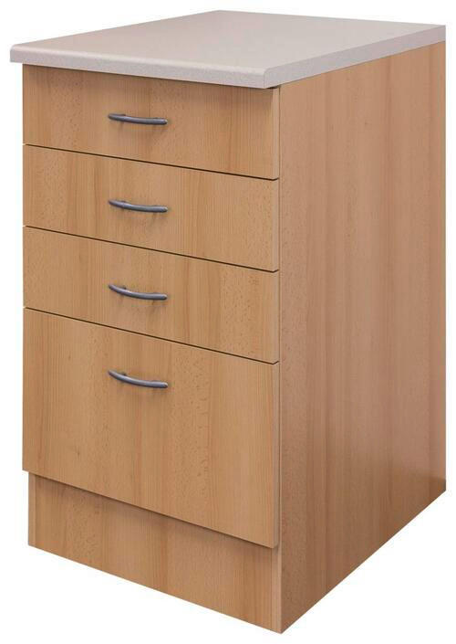 SCHUBKASTENUNTERSCHRANK 50/85/60 cm  in Buchefarben  - Edelstahlfarben/Beige, Holzwerkstoff/Kunststoff (50/85/60cm) - FlexWell