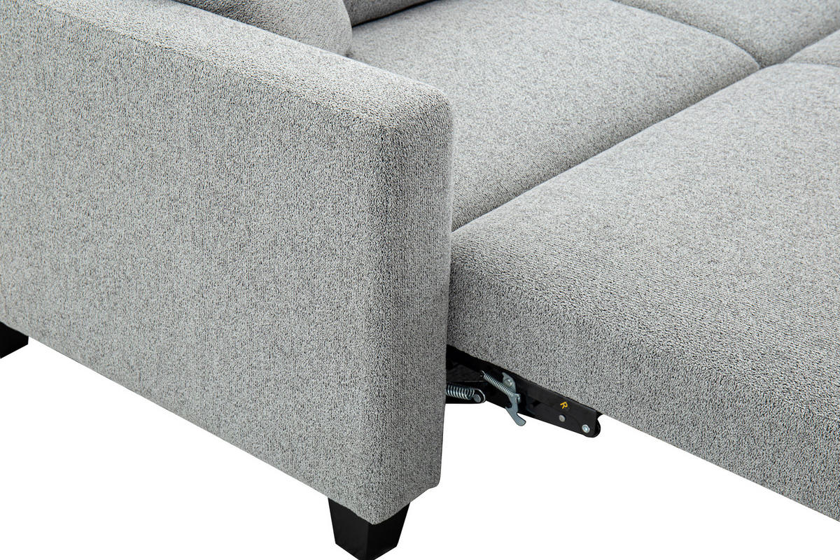 SCHLAFSOFA Leinenoptik Hellgrau  - Hellgrau/Schwarz, Design, Holz/Textil (220,5/86/96cm) - Livetastic