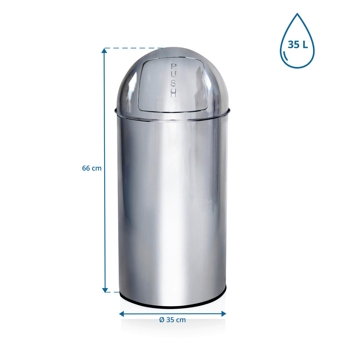 ABFALLSAMMLER 35 L  - Chromfarben/Schwarz, Basics, Kunststoff/Metall (30/66/30cm) - MID.YOU