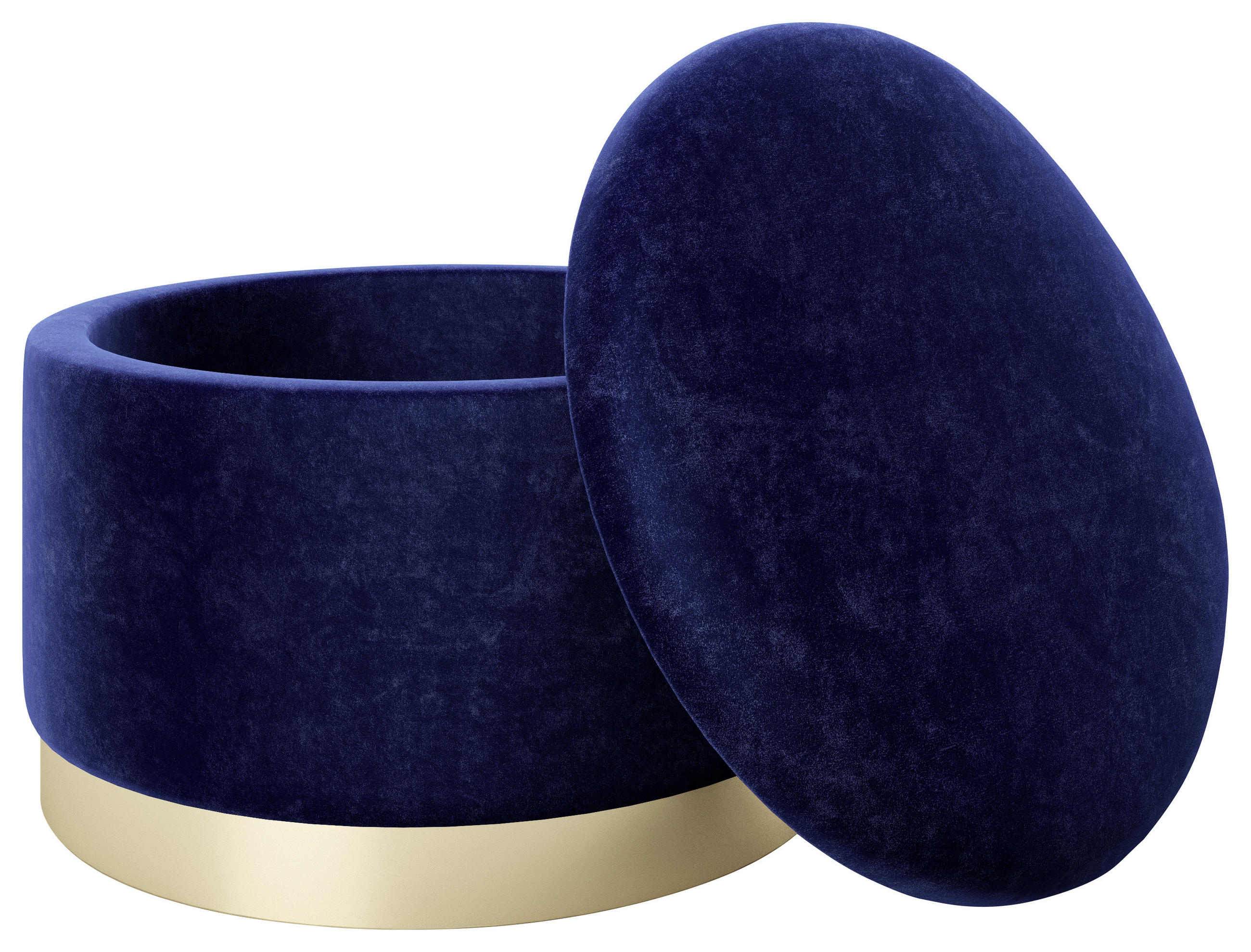 HOCKER Samt Blau  - Blau/Goldfarben, LIFESTYLE, Textil (55/35/55cm) - Playboy