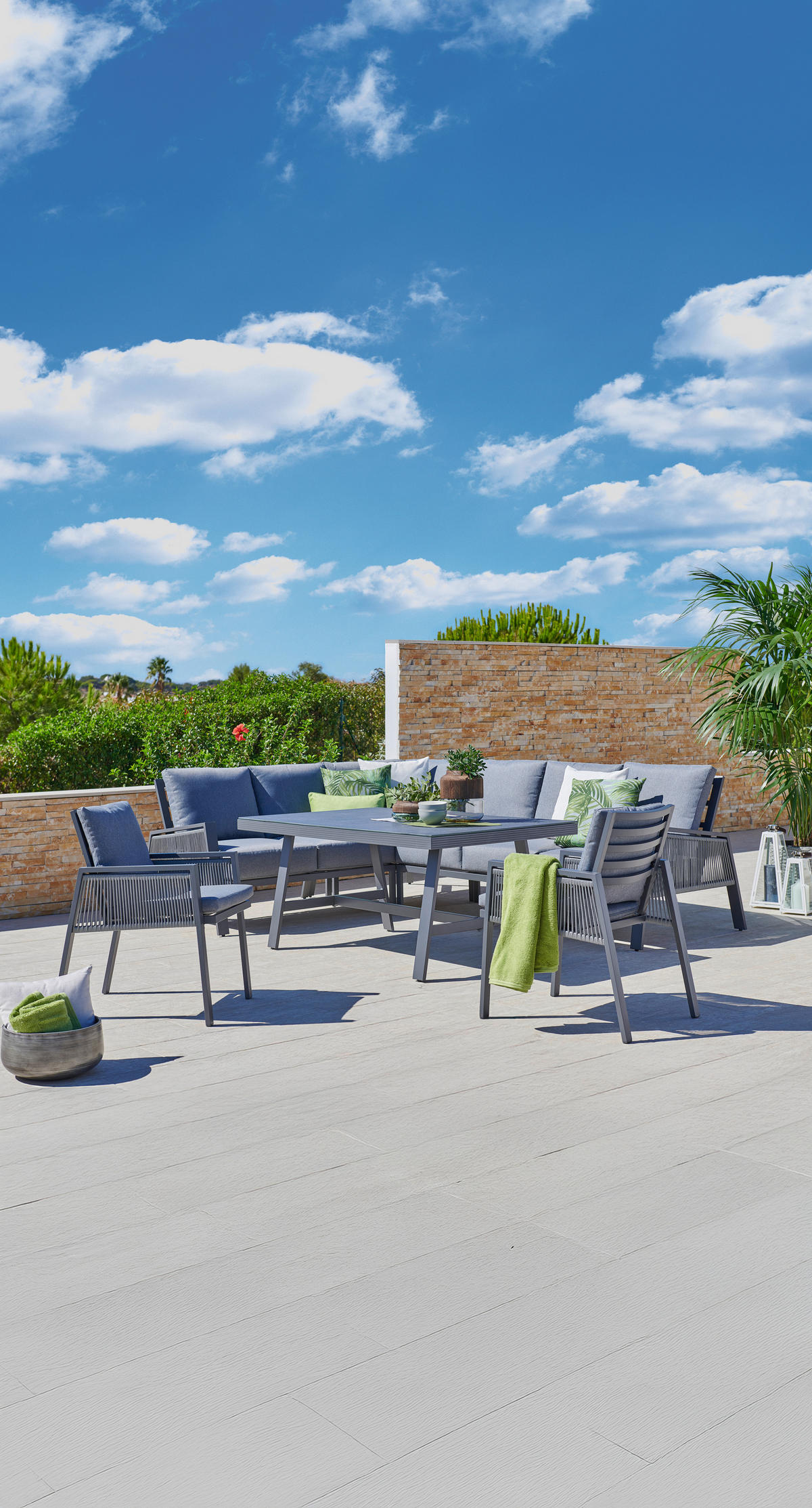 LOUNGEGARNITUR 219/279 cm Aluminium  - Anthrazit/Grau, Design, Glas/Textil (219/279cm) - Amatio