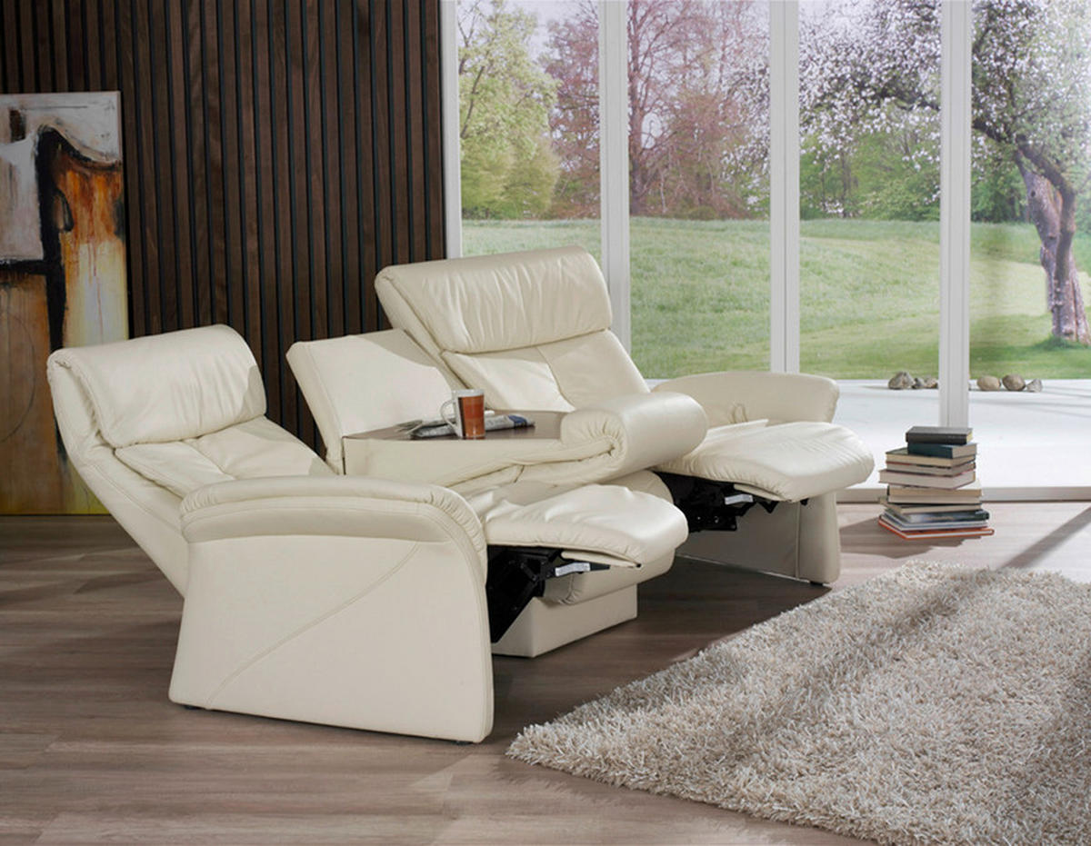 TRAPEZSOFA in Echtleder Creme  - Creme, KONVENTIONELL, Leder (208/107/103cm) - Himolla Komfortklass