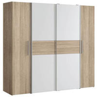 DREHTÜRENSCHRANK 200,1/190,5/61,6 cm 4-türig Weiß, Sonoma Eiche  - Alufarben/Weiß, KONVENTIONELL, Holzwerkstoff/Kunststoff (200,1/190,5/61,6cm) - MID.YOU