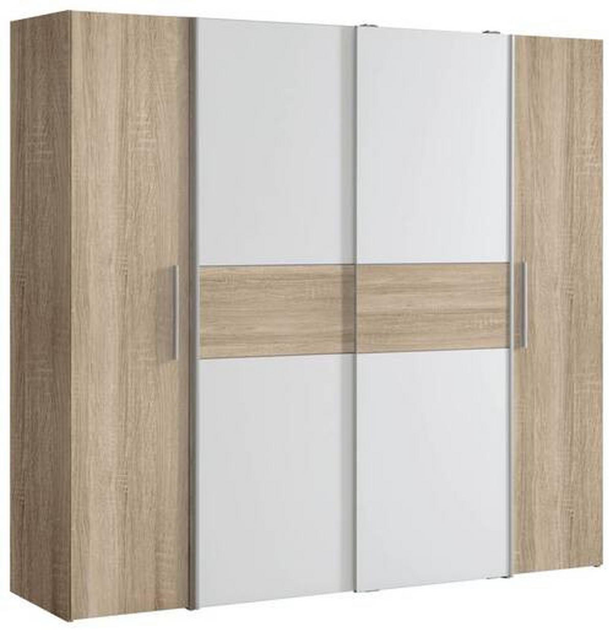 DREHTÜRENSCHRANK 200,1/190,5/61,6 cm 4-türig Weiß, Sonoma Eiche  - Alufarben/Weiß, KONVENTIONELL, Holzwerkstoff/Kunststoff (200,1/190,5/61,6cm) - MID.YOU