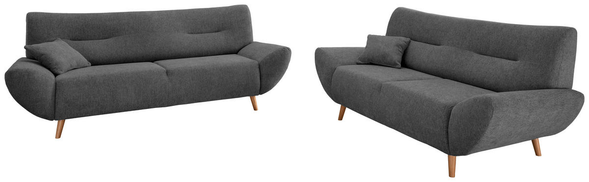 3-SITZER-SOFA in Chenille Anthrazit  - Wildeiche/Anthrazit, MODERN, Holz/Textil (205/81/90cm) - MID.YOU