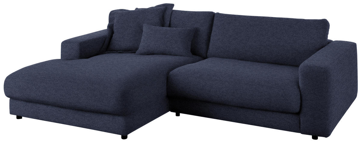 ECKSOFA in Flachgewebe Dunkelblau  - Schwarz/Dunkelblau, Design, Kunststoff/Textil (190/270cm) - Lomoco