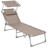 SONNENLIEGE 53/29,5/193 cm  - Taupe, Basics, Textil/Metall (53/29,5/193cm) - Modante