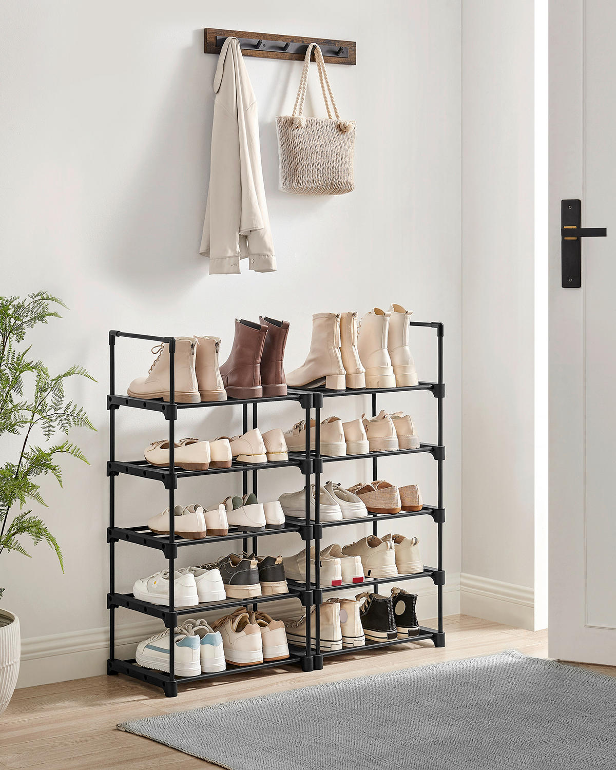 REGÁL NA BOTY, černá, 45/174/30 cm - černá, Trend, kov/plast (45/174/30cm) - Boxxx
