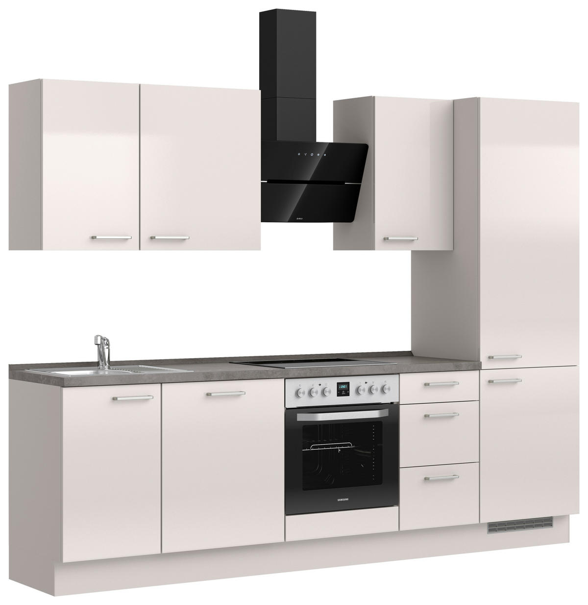 KÜCHENBLOCK Flash 270 cm  in Schieferfarben, Hellgrau  - Schieferfarben/Edelstahlfarben, MODERN, Holzwerkstoff/Metall (270cm) - Nobilia