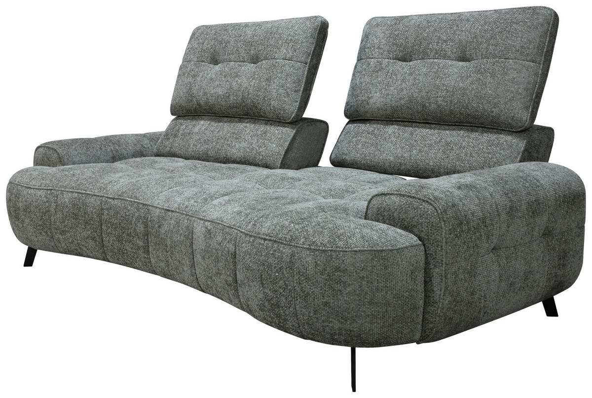 2-SITZER-SOFA Chenille Grau  - Schwarz/Grau, Design, Kunststoff/Textil (230/84/104/111/122cm) - Livetastic