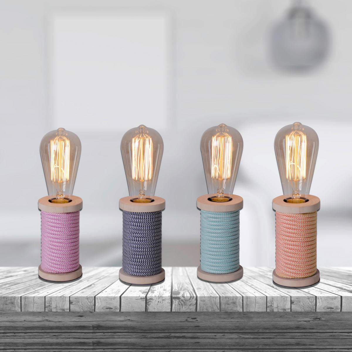 TISCHLEUCHTE 7/12 cm   - Pink/Naturfarben, Design, Holz/Textil (7/12cm) - Näve