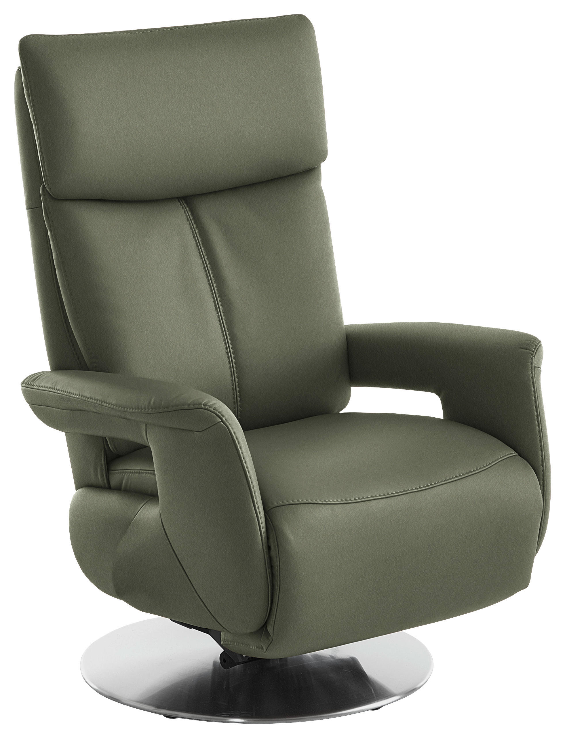 RELAXSESSEL in Leder Grün  - Edelstahlfarben/Grün, Design, Leder/Metall (78/112/85cm) - Cantus