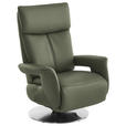 RELAXSESSEL in Leder Grün  - Edelstahlfarben/Grün, Design, Leder/Metall (78/112/85cm) - Cantus
