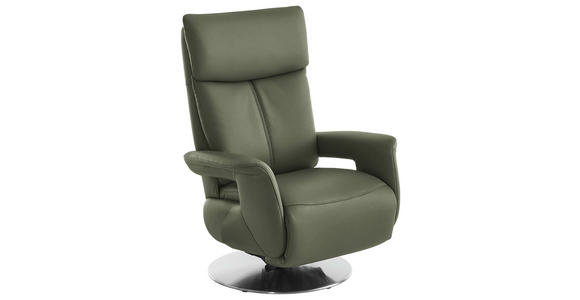RELAXSESSEL in Leder Grün - Edelstahlfarben/Grün, Design, Leder/Metall (78/112/85cm) - Cantus