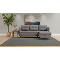 ECKSOFA SOLIN Anthrazit Webstoff Rückenkissen, Bettkasten  - Anthrazit/Braun, Design, Holz/Textil (188/79/123cm) - P & B