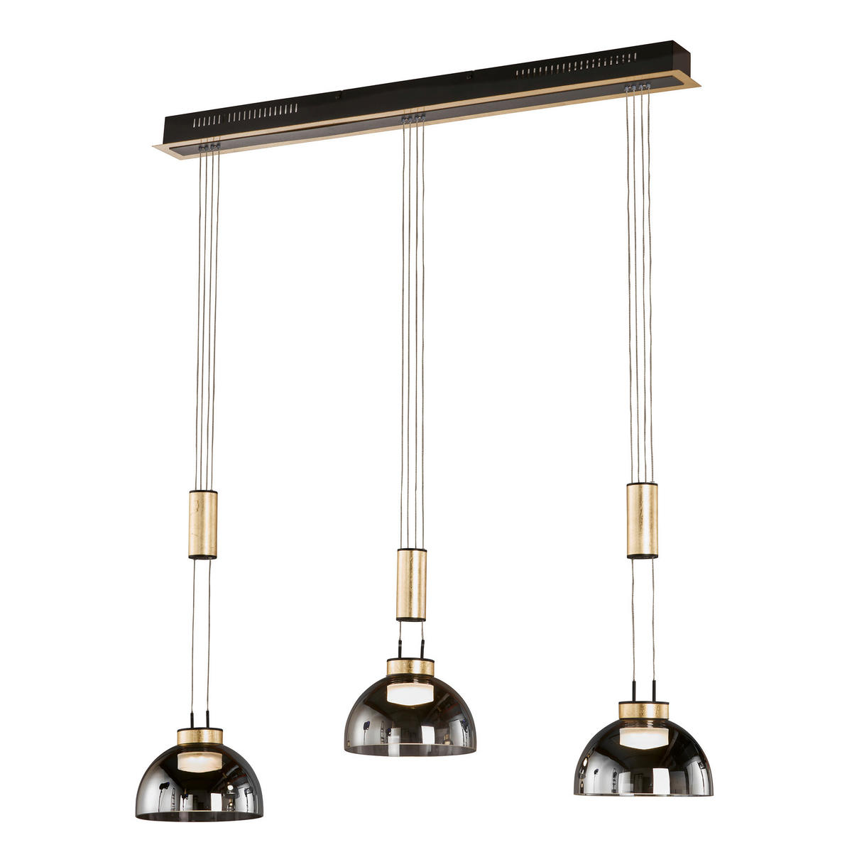 LED-PENDELLEUCHTE    - Goldfarben/Schwarz, Konventionell, Glas/Metall (20cm) - Fischer & Honsel