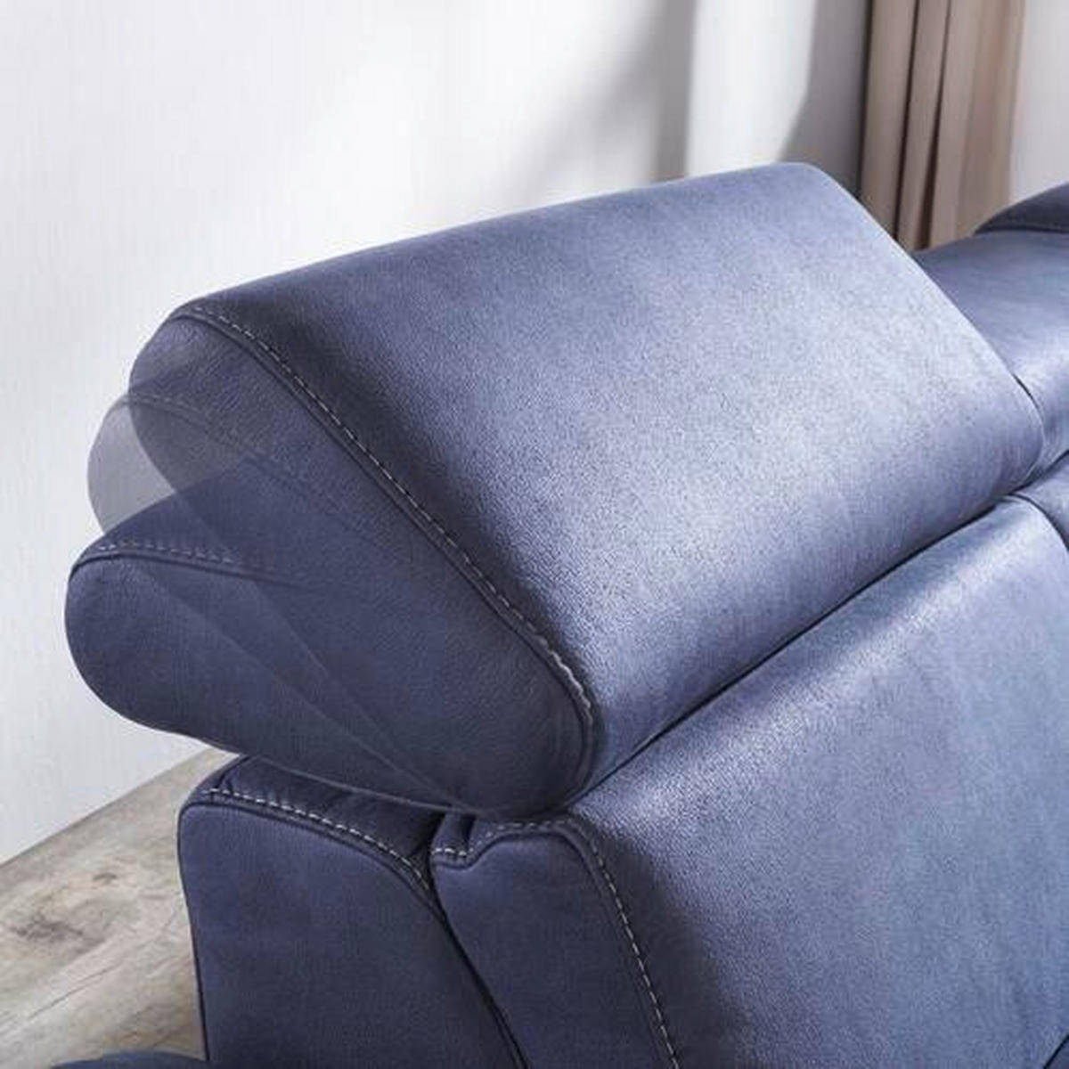 ECKSOFA Dunkelblau Flachgewebe, Mikrofaser  - Beige/Alufarben, Design, Textil/Metall (271/239cm) - Cantus