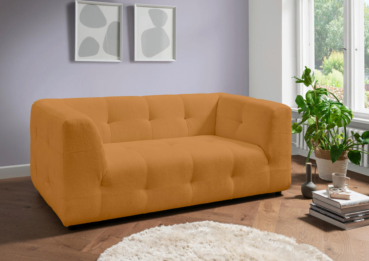 2-SITZER-SOFA Mikrofaser Goldfarben  - Goldfarben/Schwarz, Design, Kunststoff/Textil (184/72/95cm) - Livetastic