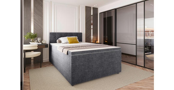 BOXSPRINGBETT 120/200 cm  in Grau  - Schwarz/Grau, KONVENTIONELL, Kunststoff/Textil (120/200cm) - Carryhome