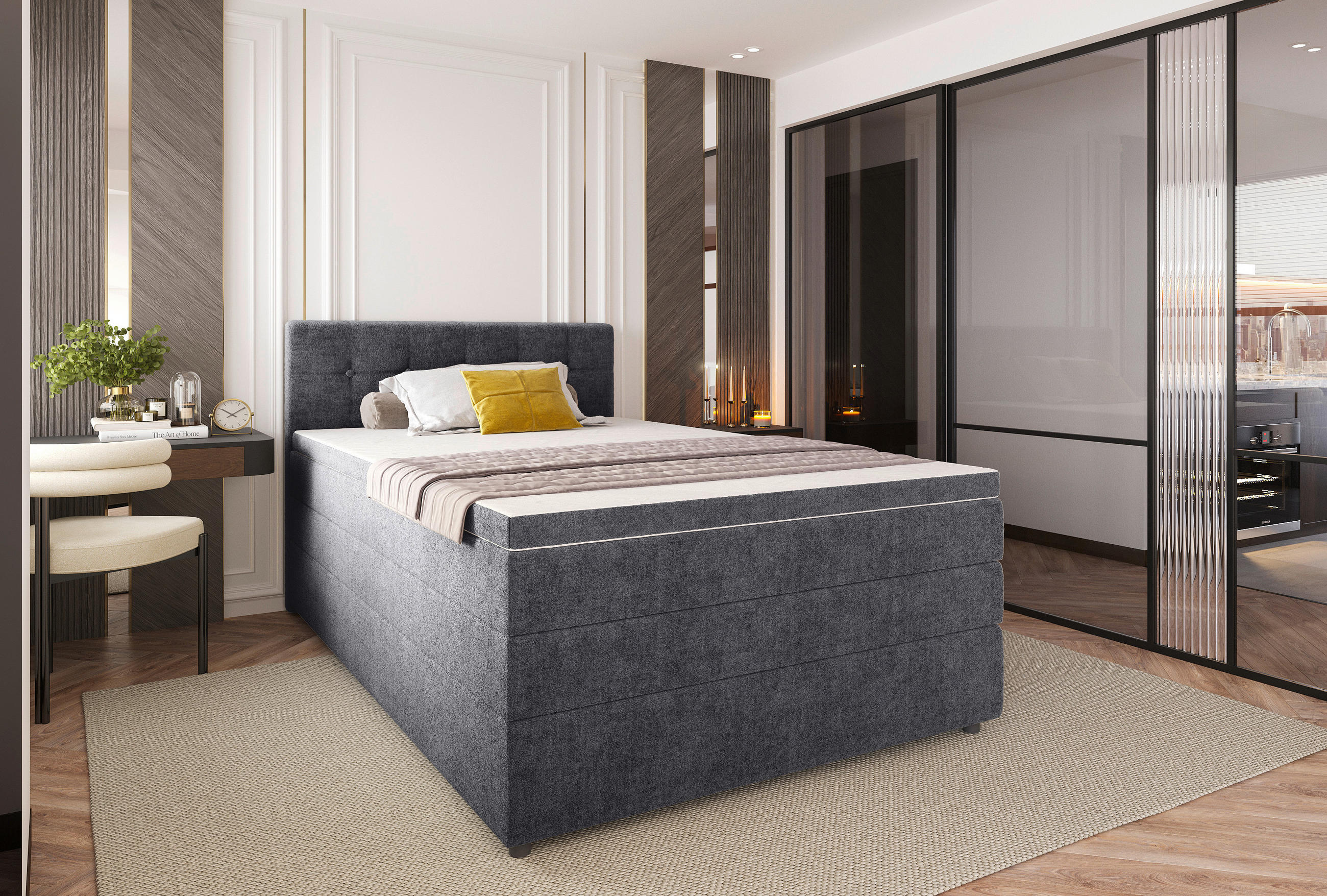 BOXSPRINGBETT 120/200 cm  in Grau  - Schwarz/Grau, Konventionell, Kunststoff/Textil (120/200cm) - Carryhome