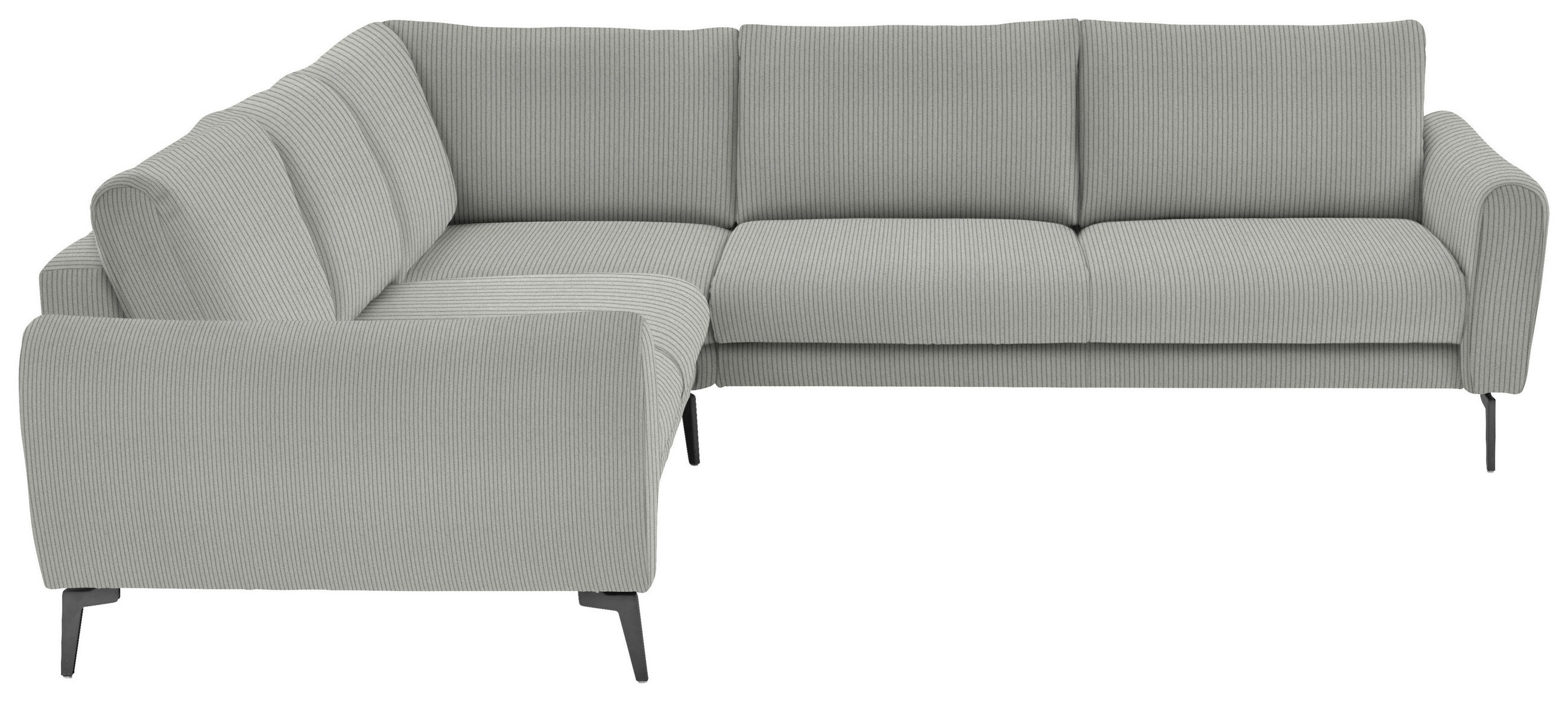 ECKSOFA in Velours, Feincord Silberfarben  254/280 cm  - Silberfarben/Schwarz, Design, Textil/Metall (254/280cm) - Beldomo Style