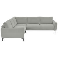 ECKSOFA in Velours, Feincord Silberfarben  - Silberfarben/Schwarz, Design, Textil/Metall (254/280cm) - Beldomo Style